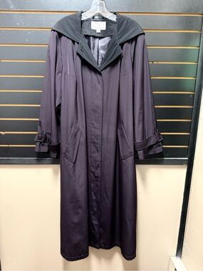 CBO New York Vintage 20W Plum Long Hooded Trench Rain Coat Plus Size